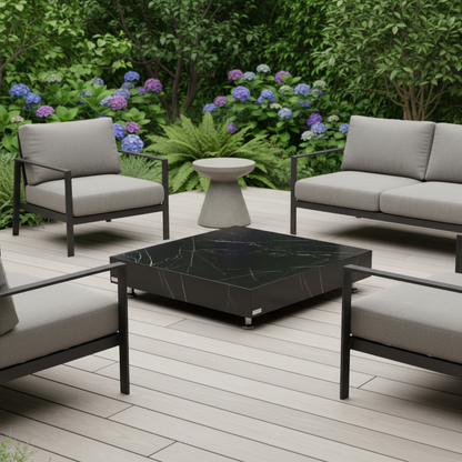 Elementi, Sofia Coffee Table, Square Large Marble, Porcelain, Outdoor/Indoor