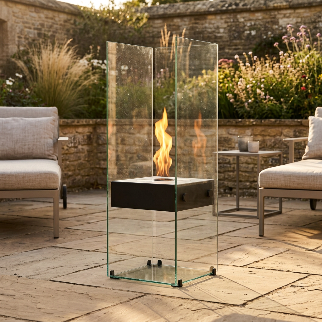 EcoSmart Fire Ghost Freestanding Bioethanol Fireplace with Glass