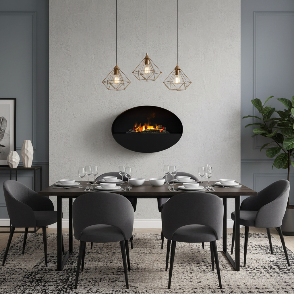 Kjos Black Wall-Mounted Water Vapour Fireplace 90cm 🔥