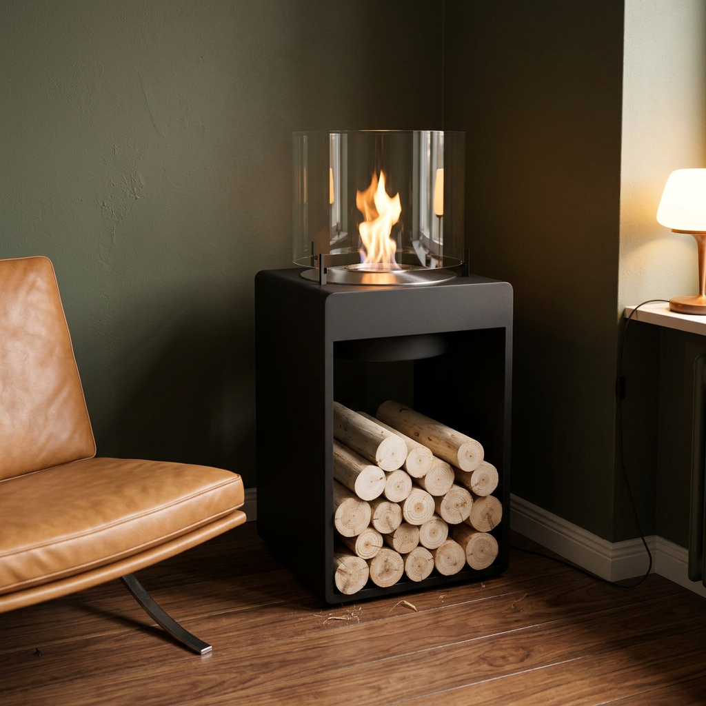 EcoSmart Fire Pop 8T Tall Bioethanol Fireplace for Indoor and Outdoor Spaces
