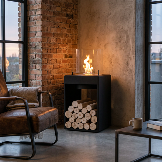 EcoSmart Fire Pop 8T Tall Bioethanol Fireplace for Indoor and Outdoor Spaces