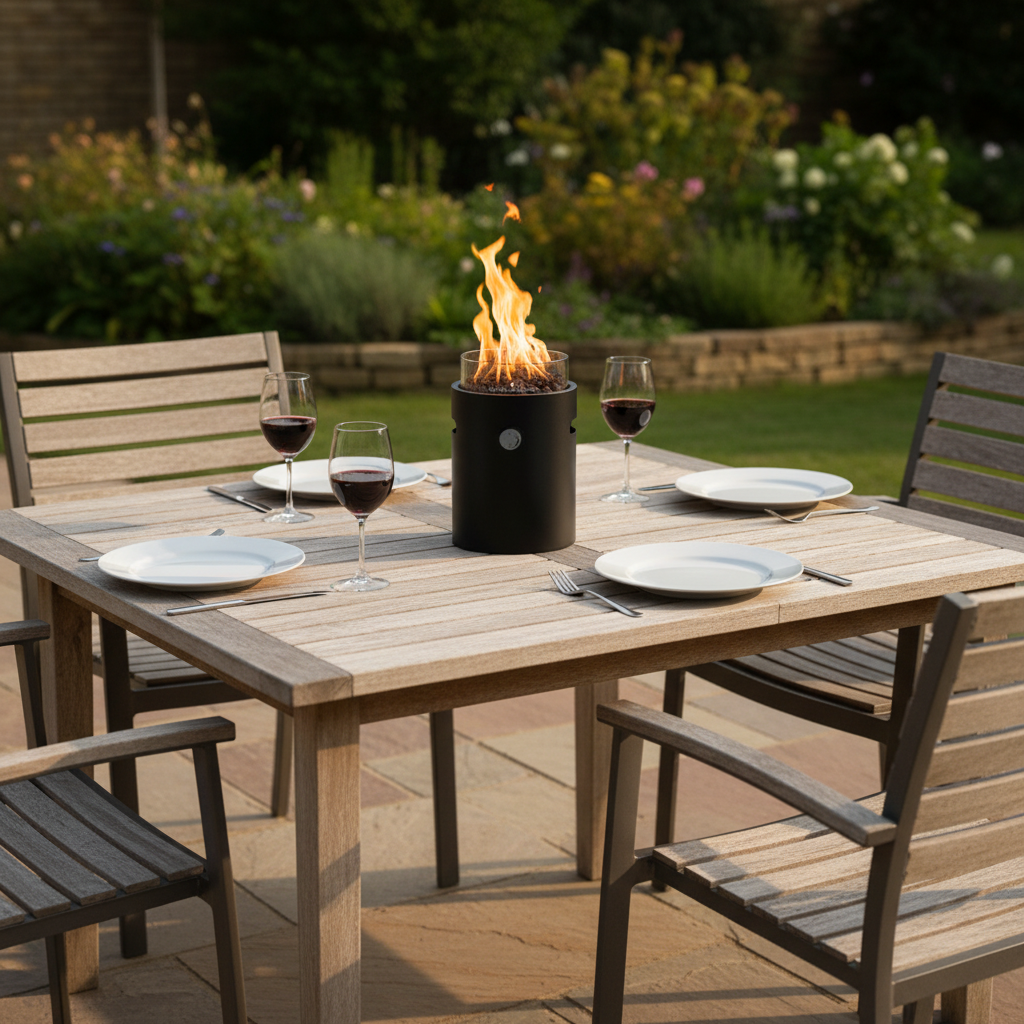 Lumi Steel Outdoor Table Burner with Adjustable Flame - Black