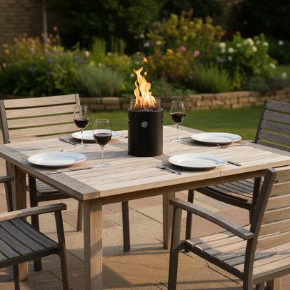 Lumi Steel Outdoor Table Burner with Adjustable Flame - Black