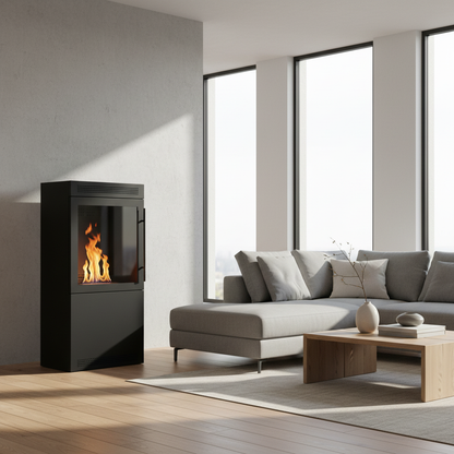 Jackson Bioethanol Stove – Square Black Indoor Fireplace