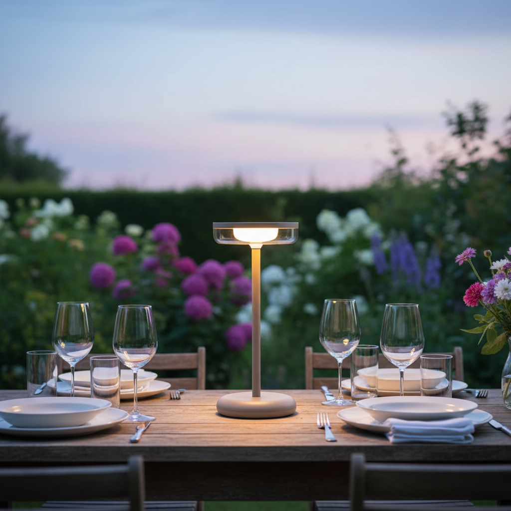 ZOLUNA Bobbie Cappuccino Solar Table Lamp | Elegant Touch Dimmable Outdoor Light