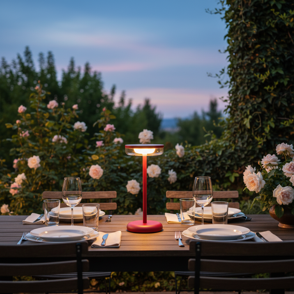 ZOLUNA Bobbie Evening Red Solar Table Lamp | Stylish Wireless Outdoor Lighting