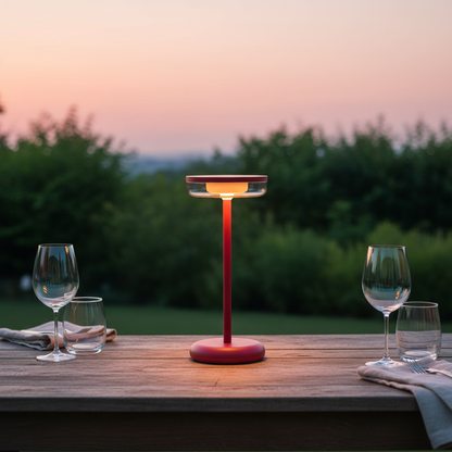 ZOLUNA Bobbie Evening Red Solar Table Lamp | Stylish Wireless Outdoor Lighting