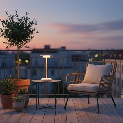 ZOLUNA Bobbie White Solar Table Lamp | Touch Dimmable & USB Rechargeable Light