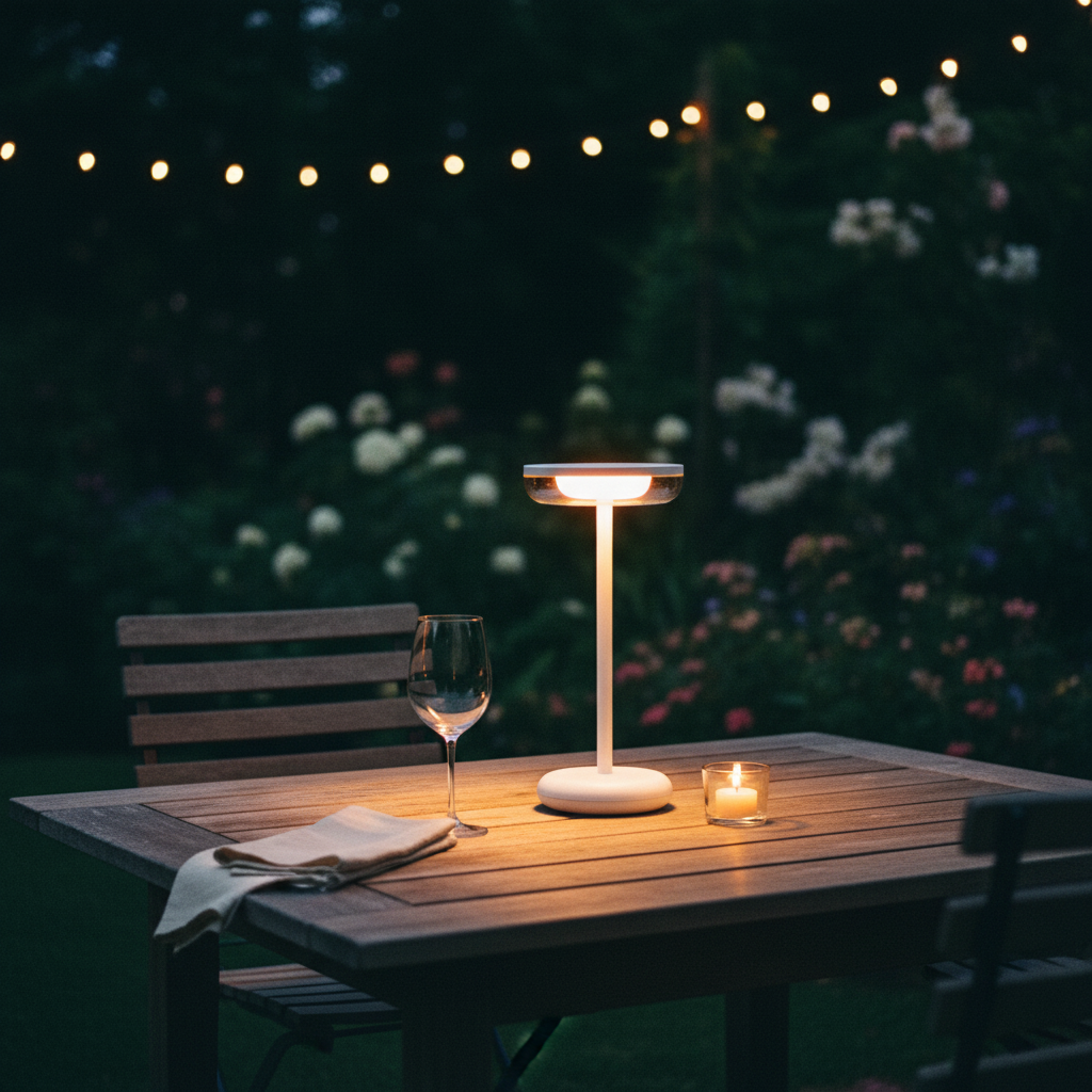 ZOLUNA Bobbie White Solar Table Lamp | Touch Dimmable & USB Rechargeable Light