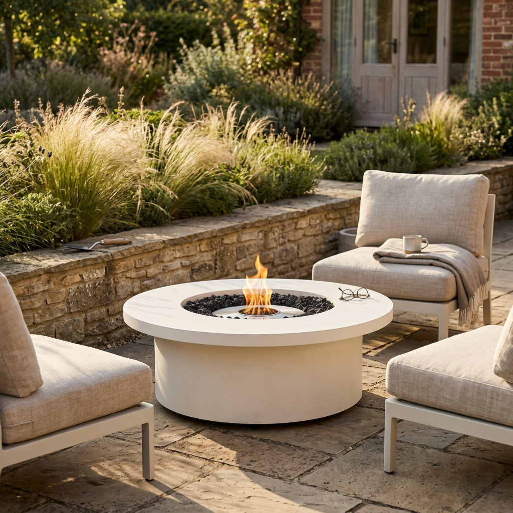EcoSmart Fire Mimosa 40 Bioethanol & Gas Fire Pit Table with Modern Circular Design