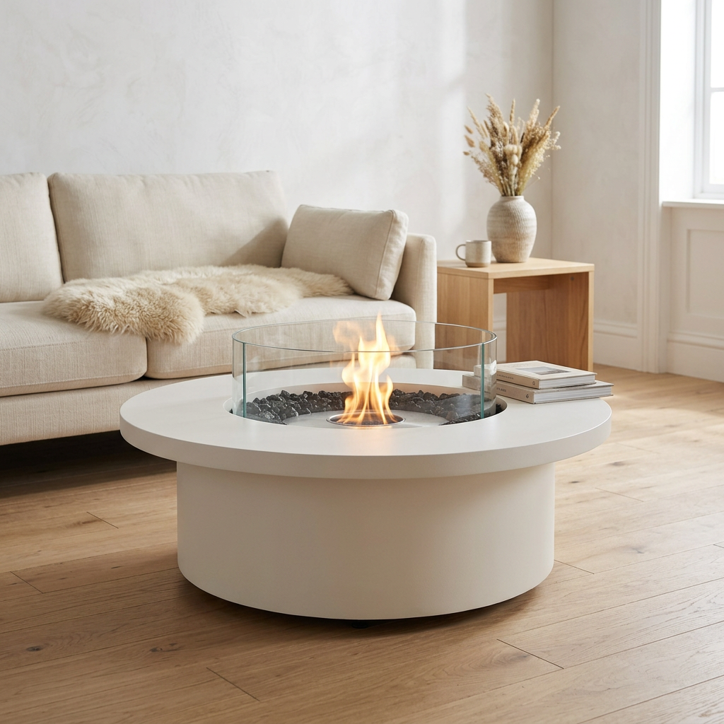 EcoSmart Fire Mimosa 40 Bioethanol & Gas Fire Pit Table with Modern Circular Design