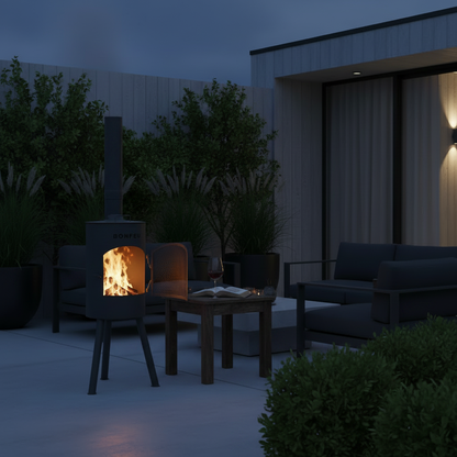 BonFeu BonGiano SP Outdoor Fireplace – Black Steel Garden Fire Pit