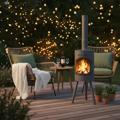 BonFeu BonGiano SP Outdoor Fireplace – Black Steel Garden Fire Pit