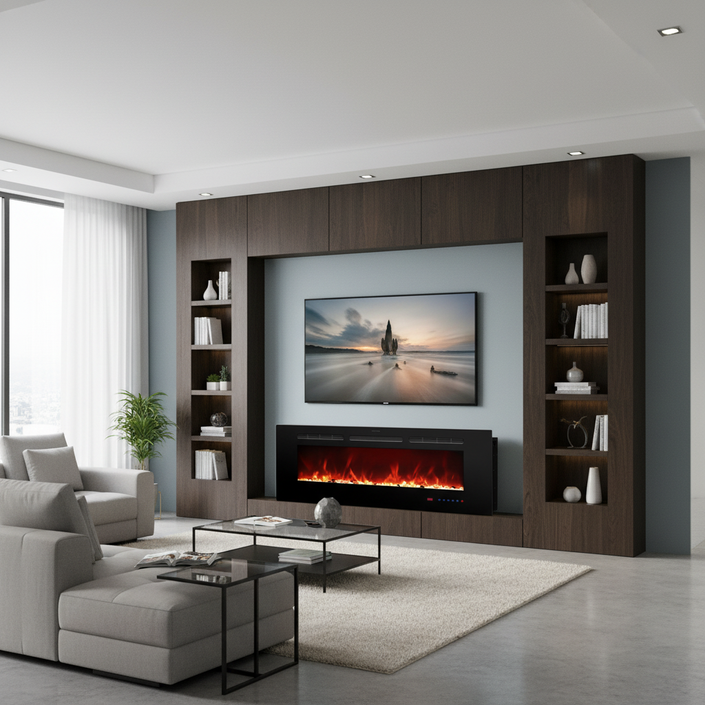 Titanite 127 cm Built-In Electric Fireplace – ScandiFlames Black