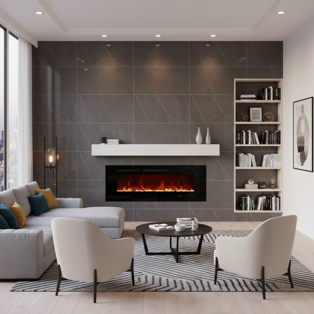 Titanite 127 cm Built-In Electric Fireplace – ScandiFlames Black