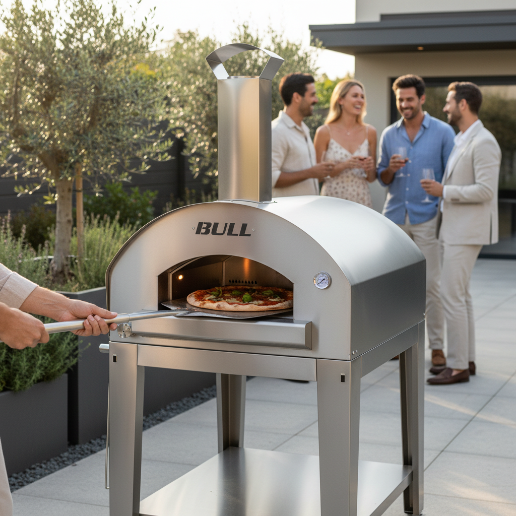 Bull, Wood Fired, Extra Large Pizza Oven with Trolley - Anthracite