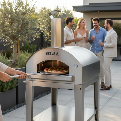 Bull, Wood Fired, Extra Large Pizza Oven with Trolley - Anthracite