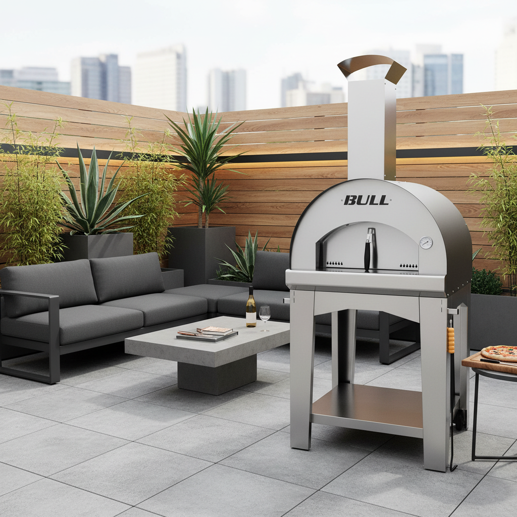 Bull, Wood Fired, Large Pizza Oven with Trolley - Anthracite