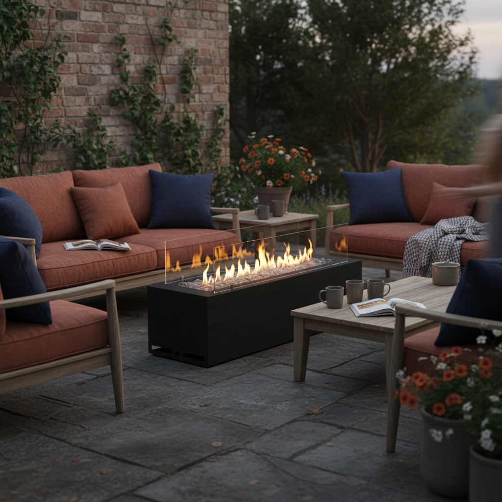 Planika Galio Black Automatic Outdoor Gas Fireplace – Freestanding