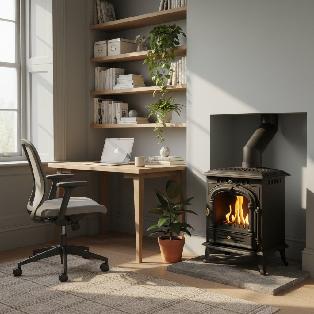 Cast iron arched stove corner home office 800x800
