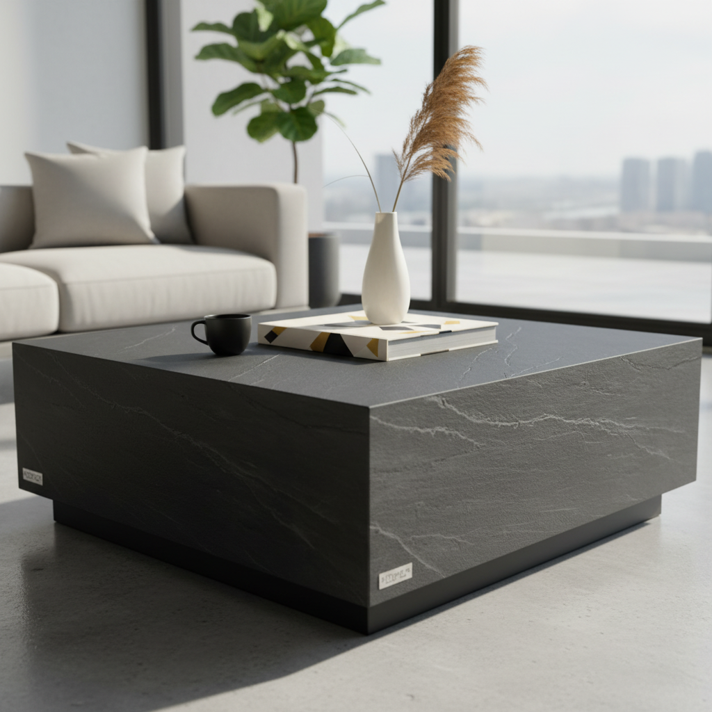 Elementi, Colorado Coffee Table, Square Large, Slate Black Outdoor/Indoor