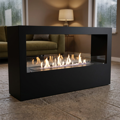 ScandiFlames Lansing XL Black Two Sided Bioethanol Fireplace