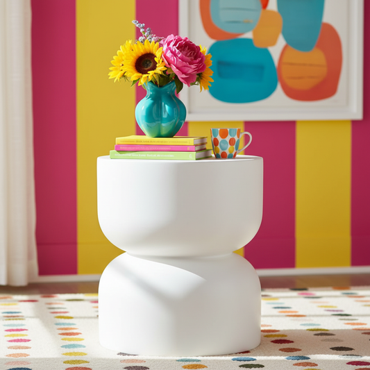 Elementi, Chronos Side Table, Cream White Outdoor/Indoor