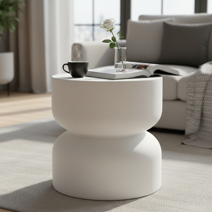 Elementi, Chronos Side Table, Cream White Outdoor/Indoor