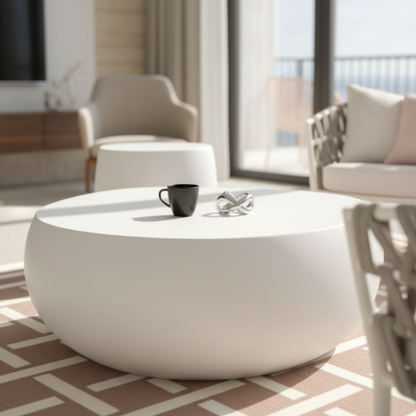 Elementi, Ikaria Cobble Coffee Table, Cream White Outdoor/Indoor