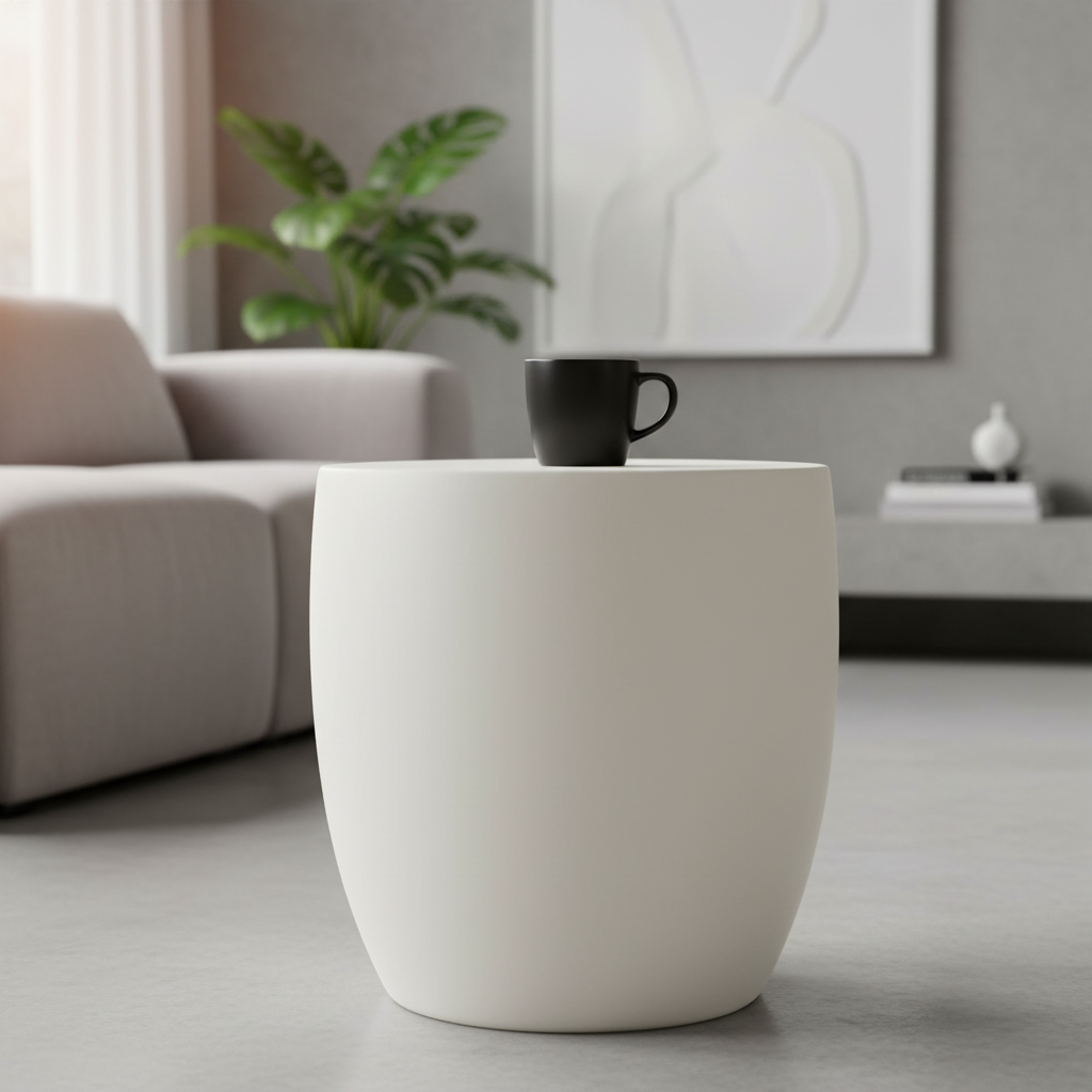 Elementi, Ikaria Cobble Side Table, Cream White Outdoor/Indoor
