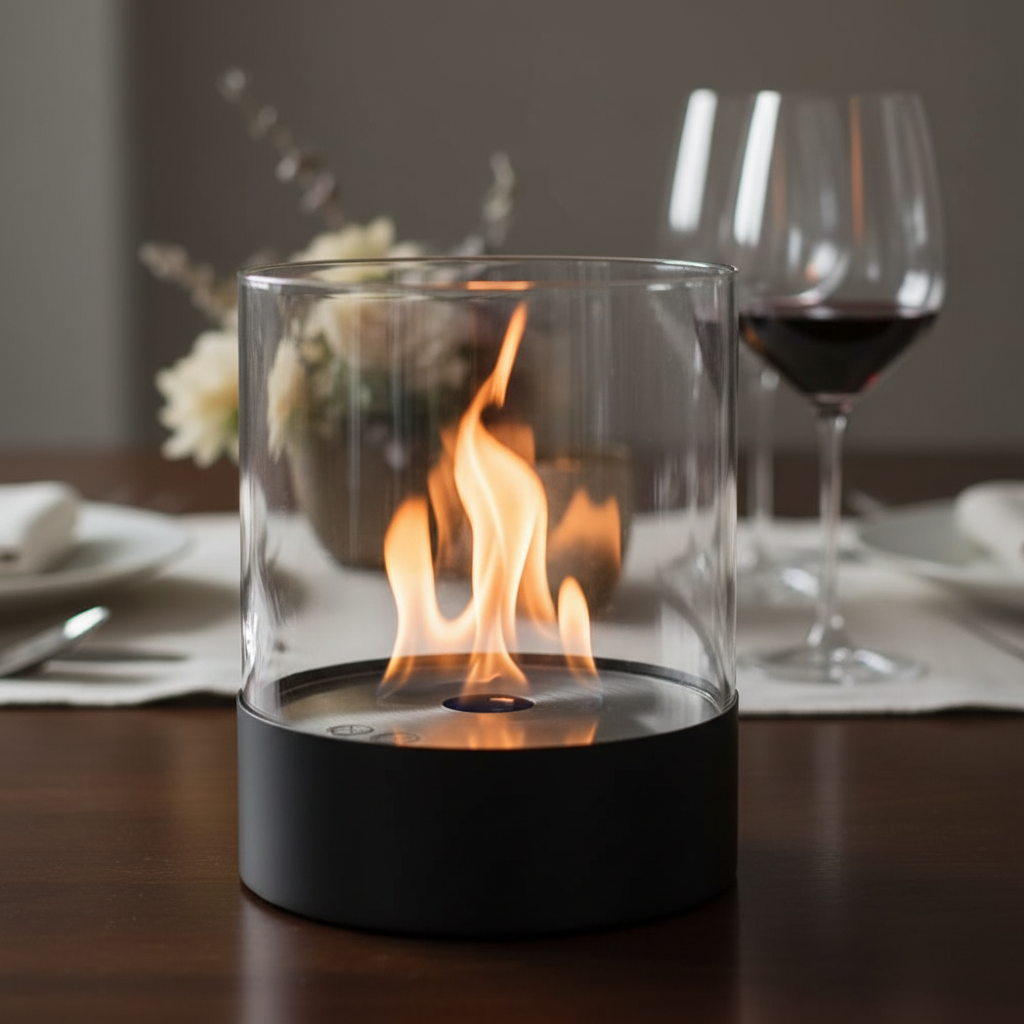 Southwark Black Round Tabletop Bioethanol Fireplace 3L Burner