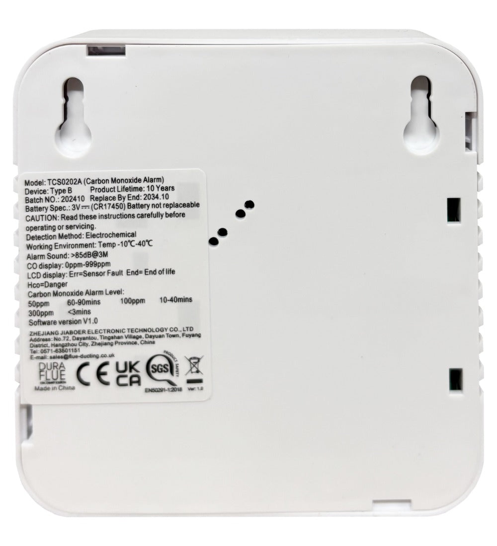 Dura Flue Carbon Monoxide Alarm with 10 Year Battery and Guarantee