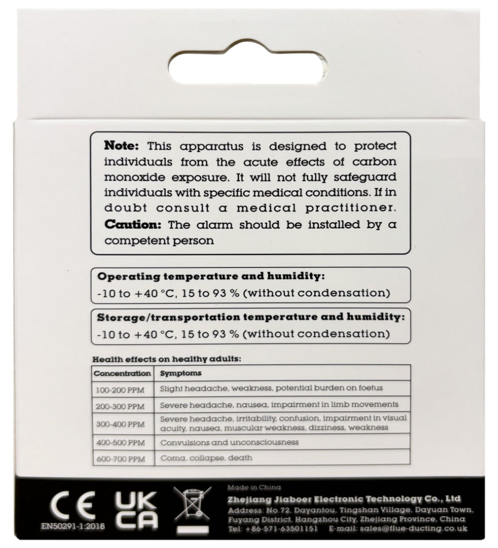 Dura Flue Carbon Monoxide Alarm with 10 Year Battery and Guarantee