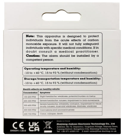 Dura Flue Carbon Monoxide Alarm with 10 Year Battery and Guarantee