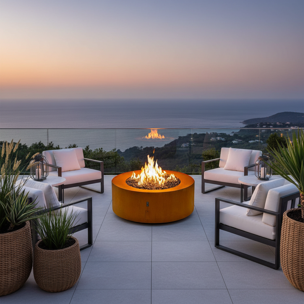 Galio Star Corten Automatic Round Outdoor Gas Fireplace