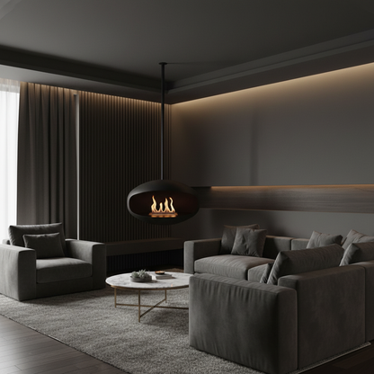 Cocoon Aeris Bioethanol Fireplace – Matte Black Ceiling