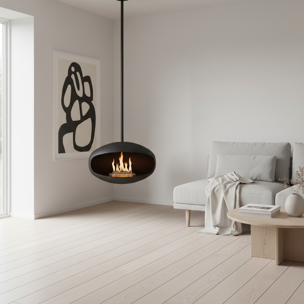 Cocoon Aeris Bioethanol Fireplace – Matte Black Ceiling