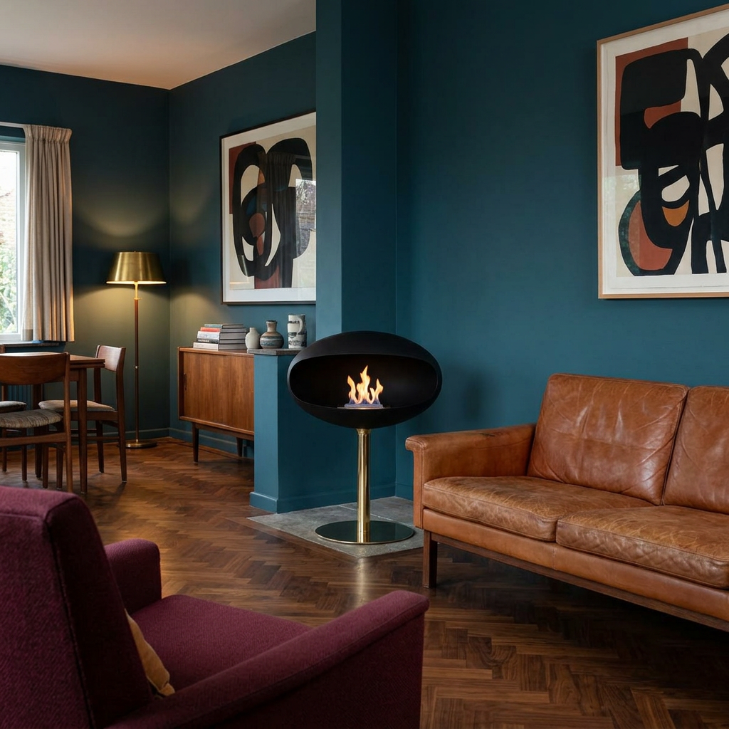Cocoon Fires Pedestal Bioethanol Fireplace in Brass with Adjustable Flame