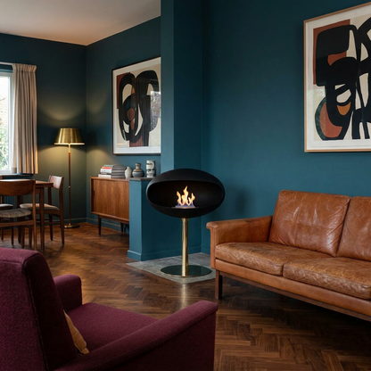 Cocoon Fires Pedestal Bioethanol Fireplace in Brass with Adjustable Flame