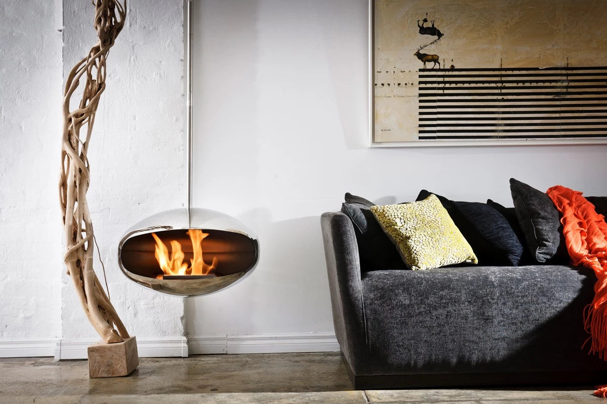 Cocoon Aeris Polished Steel Bioethanol Fireplace