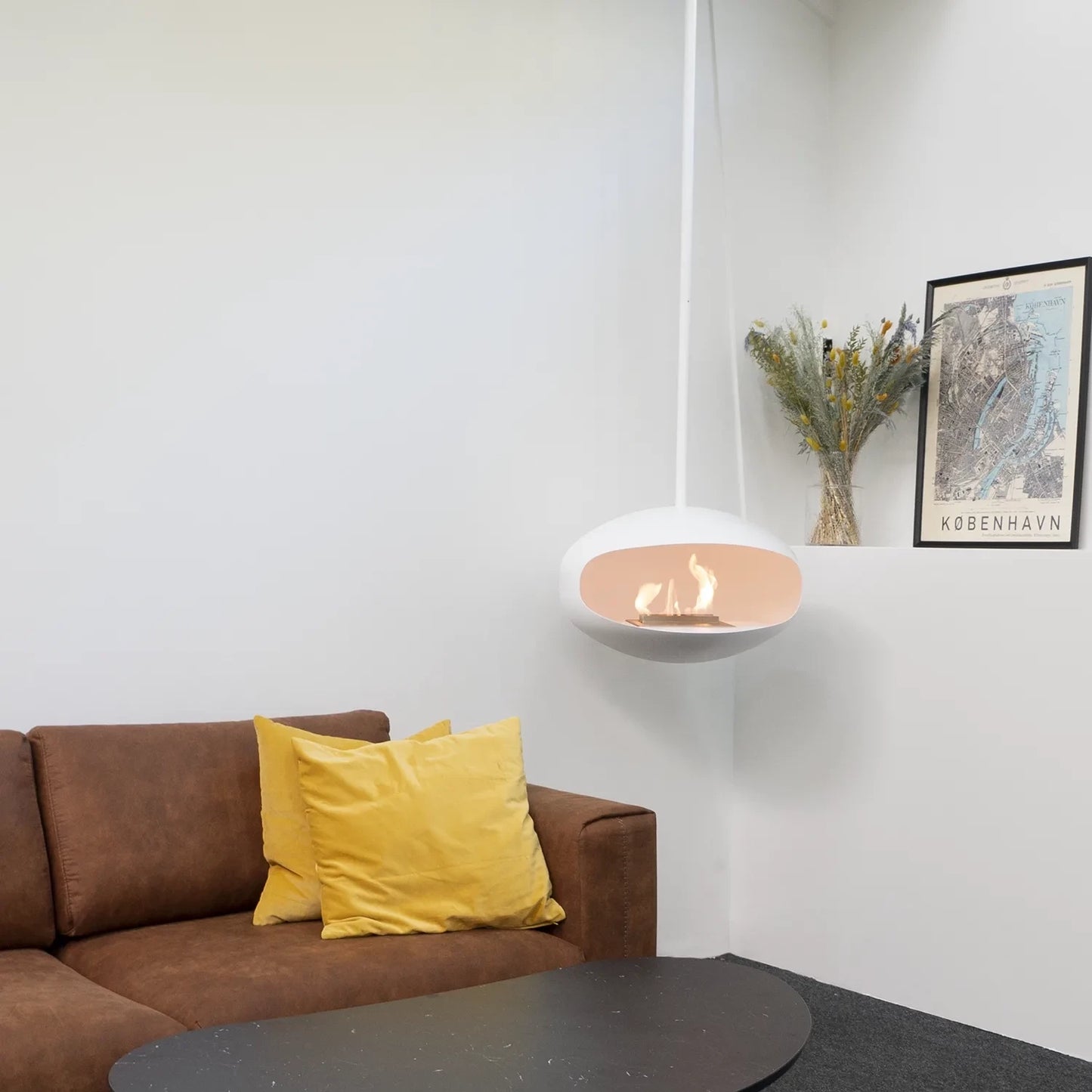 Cocoon Aeris Hanging Bioethanol Fireplace White