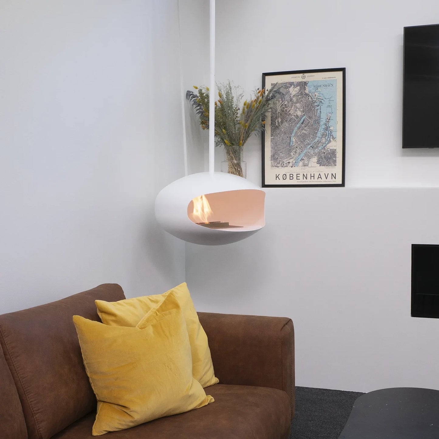 Cocoon Aeris Hanging Bioethanol Fireplace White