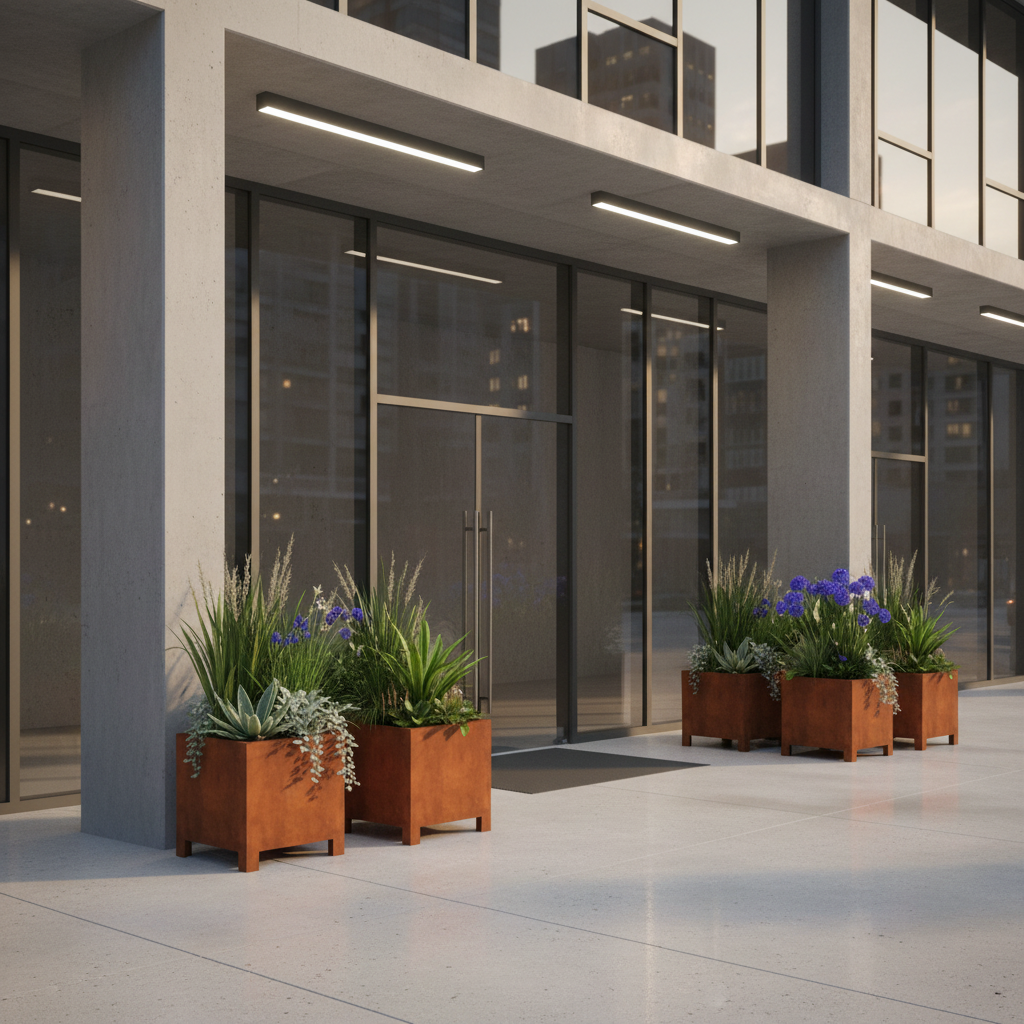 Arden – Corten Steel Cube Planter with Feet