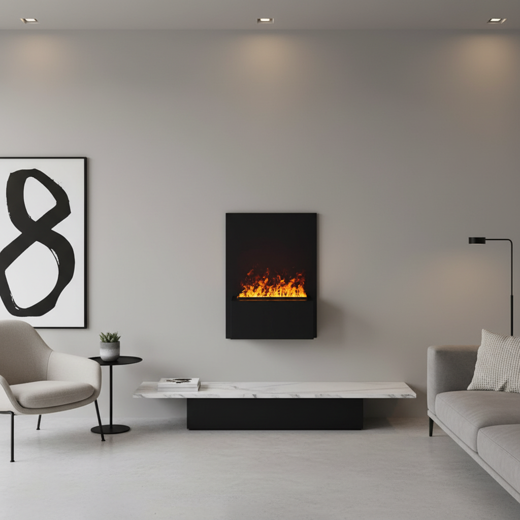 Brekke Wall-Mounted Water Vapour Fireplace Black | ScandiFlames