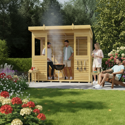 Winston Timber 8ft x 4ft BBQ Shelter for Garden Cooking and Outdoor Dining