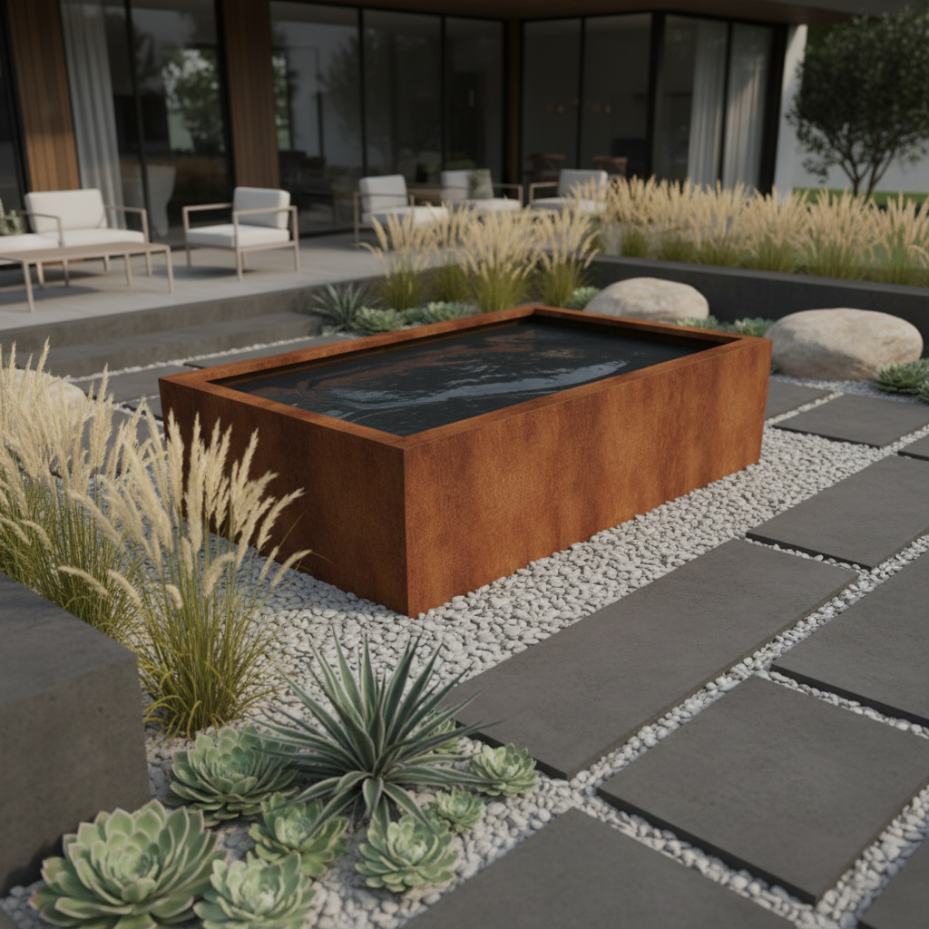 Corten Steel Water Trough Pond