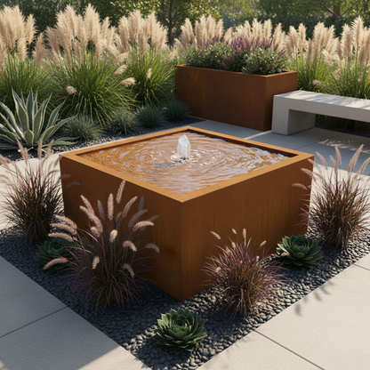 Corten Steel Square Water Table