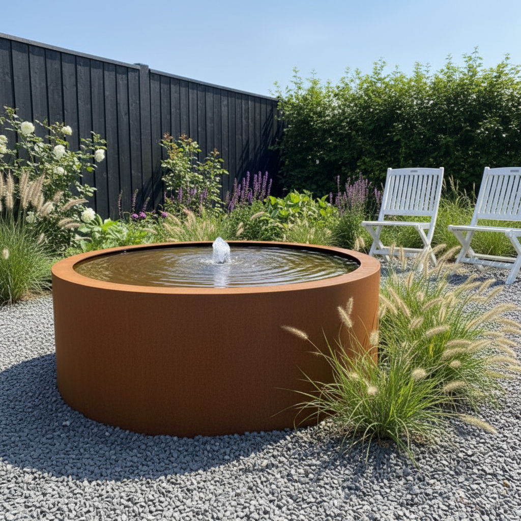 Corten Steel Round Water Table
