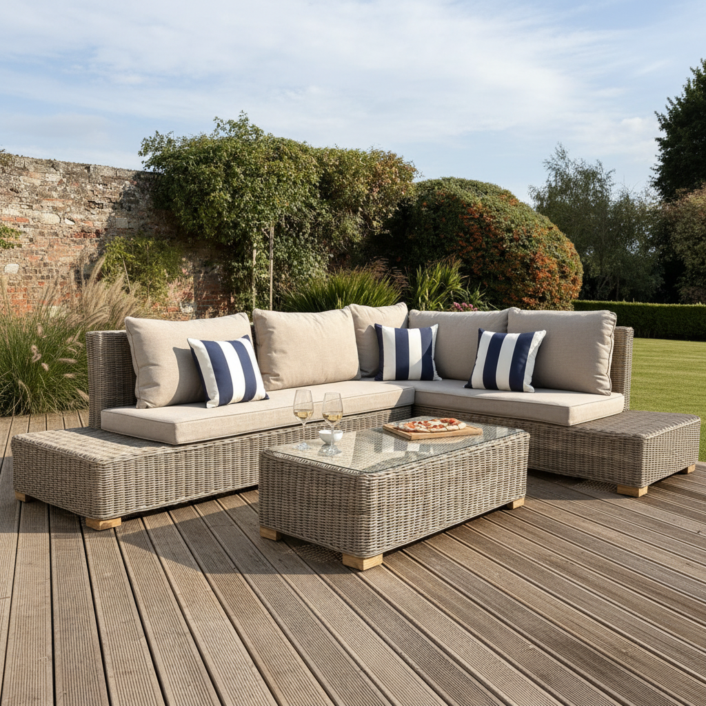 Capri Collection Outdoor Large Corner And Coffee Table Set