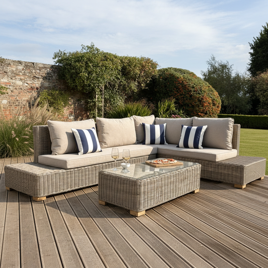 Capri Collection Outdoor Large Corner And Coffee Table Set